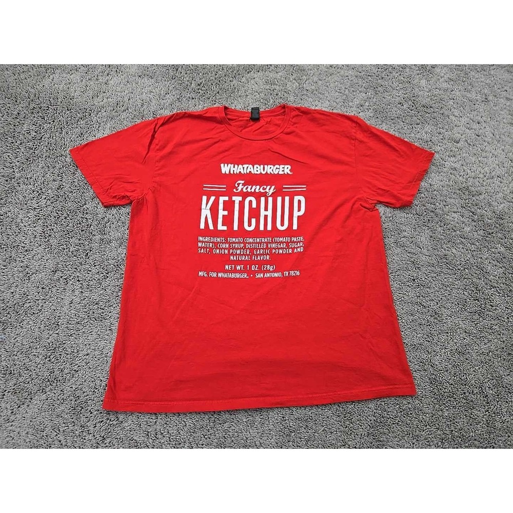 Whataburger Fancy Ketchup T-Shirt Men's Red Graphic Tee Gildan Softstyle XL